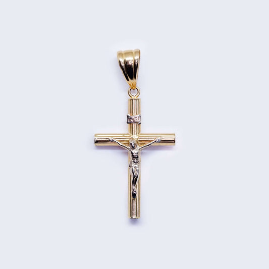 14K Christ In Twisted Cross Pendant Charm