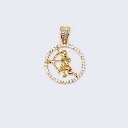 14K Gold Sagittarius Zodiac Sign Cubic Zirconia Pendant Charm