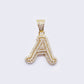 14K Cubic Zirconia "A" Initial Gold 3D Look Charm