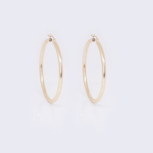 14K Classic Plain Tube Hoops 24mm/35mm/39mm/45mm/50mm/60mm/70mm