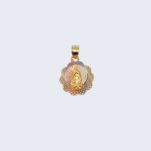 14K Three Tones Gold Virgen de Guadalupe Pendant Charm