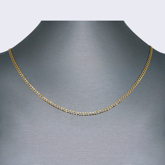 14K  HOLLOW CUBAN TWO TONE CHAIN 20" 3.3mm