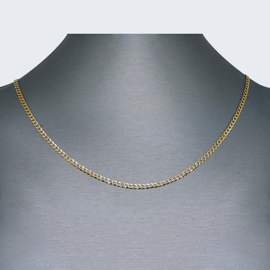 14K TWO TONE SOLID CUBAN CHAIN