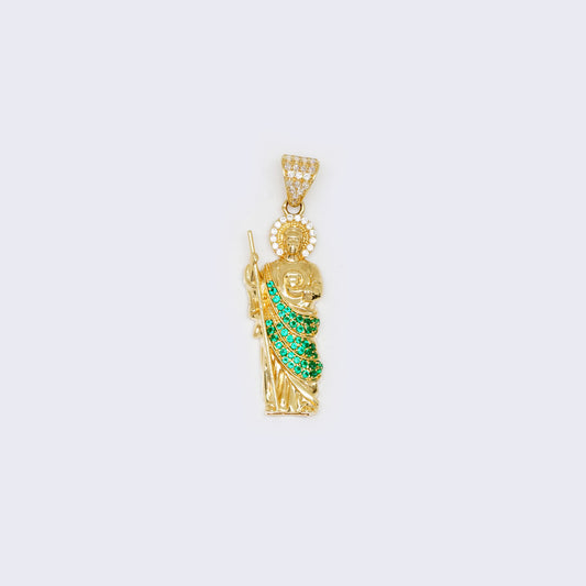 14K Green CZ St. Jude Religious Pendant