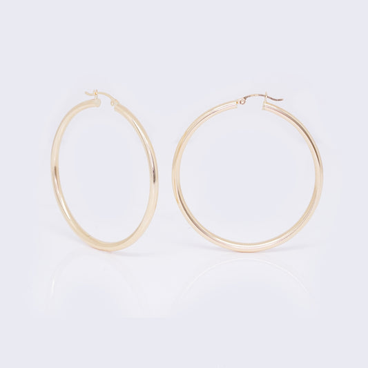 14K Classic Plain Tube Hoops 24mm/35mm/39mm/45mm/50mm/60mm/70mm