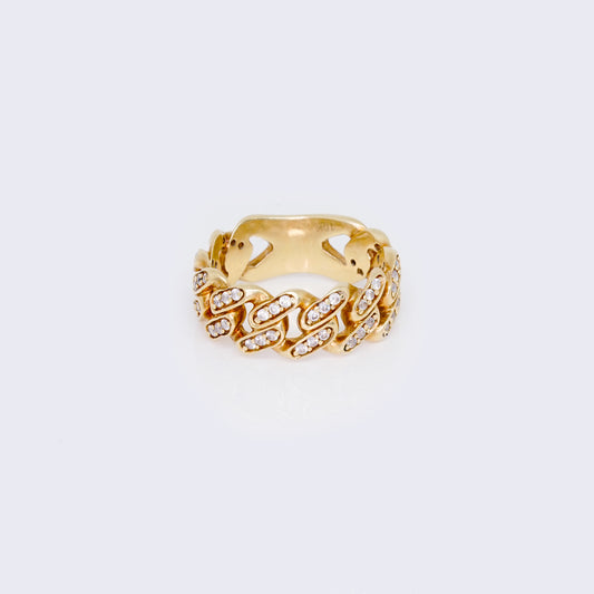 10K Cuban Ring with Cubic Zirconia Ring