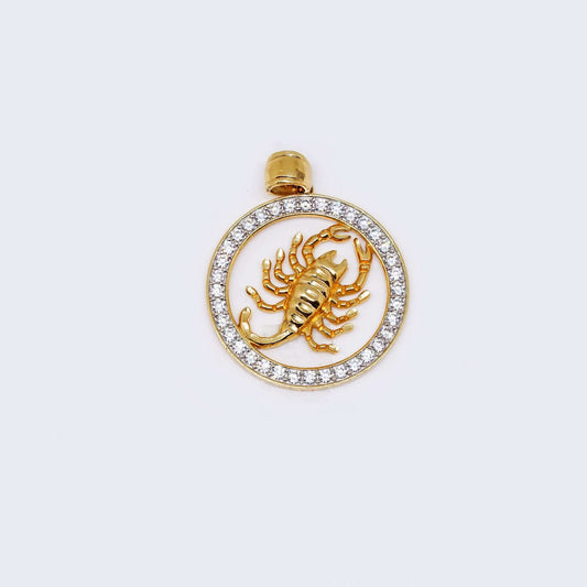 14K Gold Scorpion Zodiac Sign Cubic Zirconia Pendant Charm