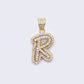 14K Cubic Zirconia "R" Initial Gold 3D Look Charm