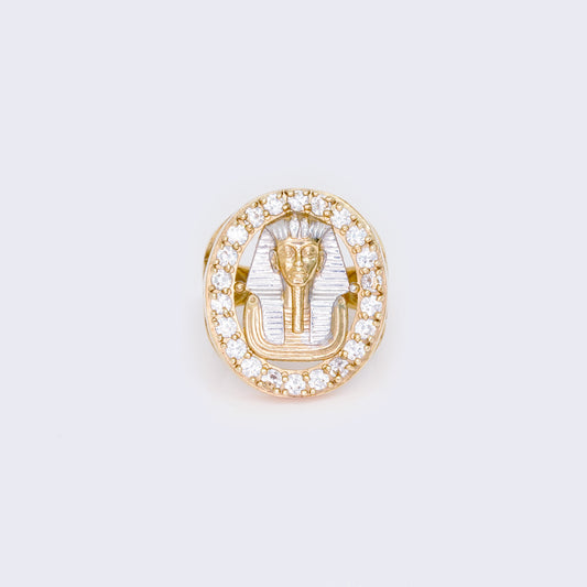 10K Cubic Zirconia King Pharaoh Round Moissanite Fancy Ring