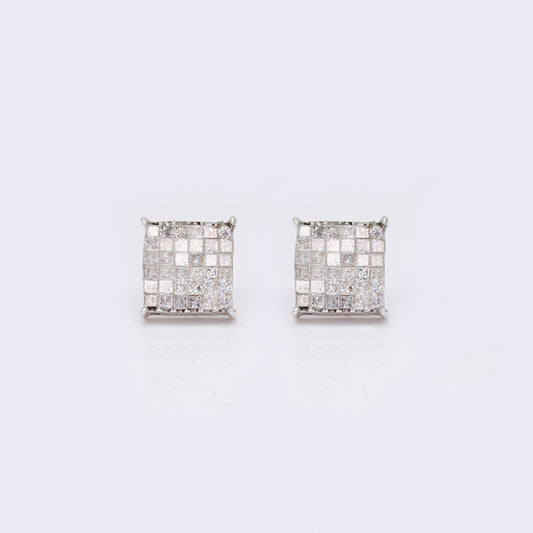 14K Square Princess Cut 0.6ct Diamond Stud Earrings