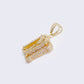 14K "M" Cubic Zirconia Initial Gold 3D Look Charm