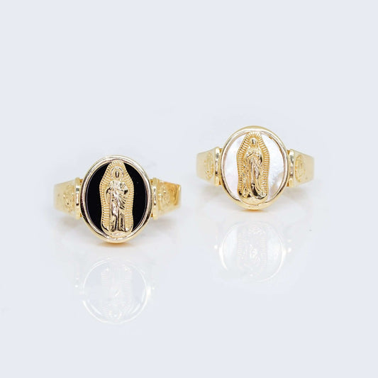 14K Gold Virgen de Guadalupe Round Design Ring