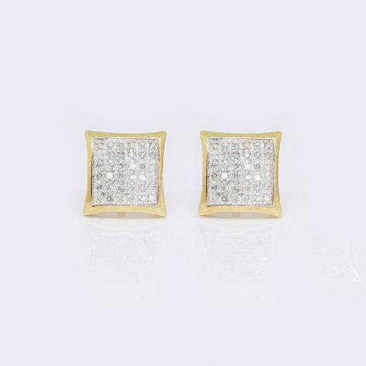 10K Square Micro Pave 0.32ct Diamond Stud Earrings