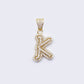 14K Cubic Zirconia "K" Initial Gold 3D Look Charm