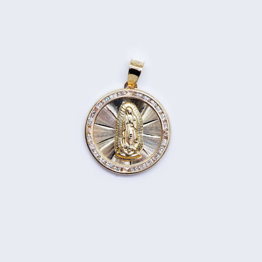 14K Virgen de Guadalupe Cubic Zirconia Pendant Charm