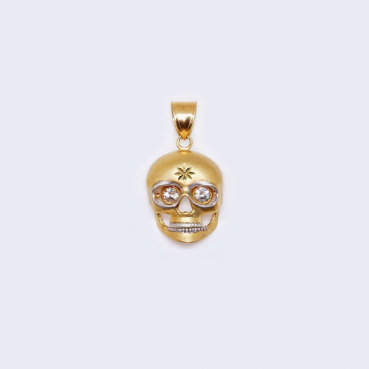 14K Gold Skull Death Day Pendant Charm