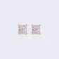 14K 0.42ct Multi-Diamond Concave Square Stud Earrings