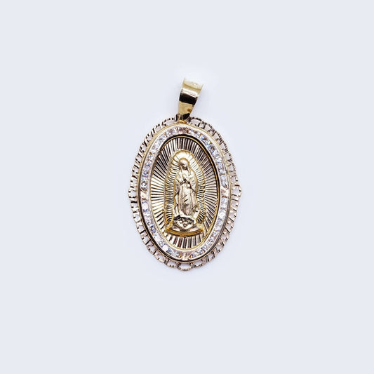 14K Virgen de Guadalupe Cubic Zirconia Pendant Charm