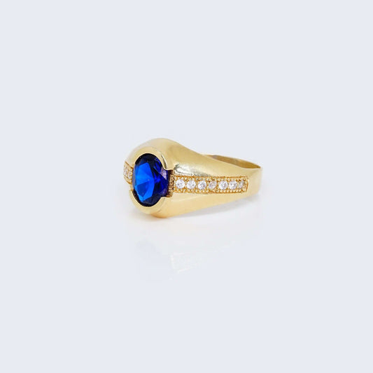 14K BLUE OVAL &Cubic Zirconia RING