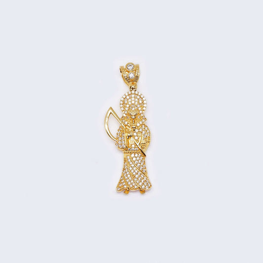 14K Gold Santa Muerte Cubic Zirconia Pendant Charm