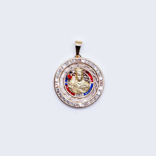 14K Saint Barbara Colorful Cubic Zirconia Pendant Charm