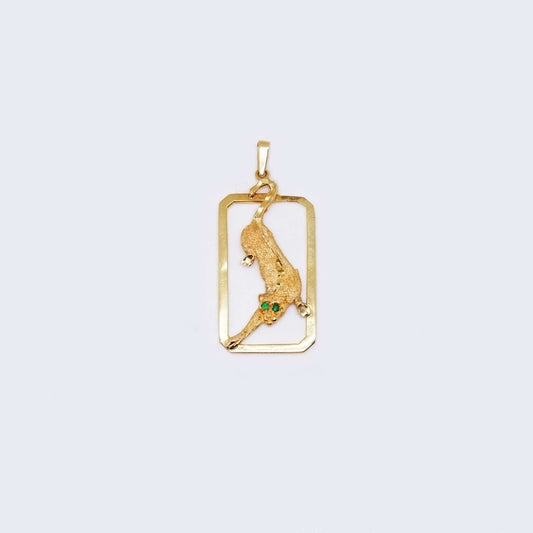 14K Gold Jaguar Puma Figure Pendant Charm