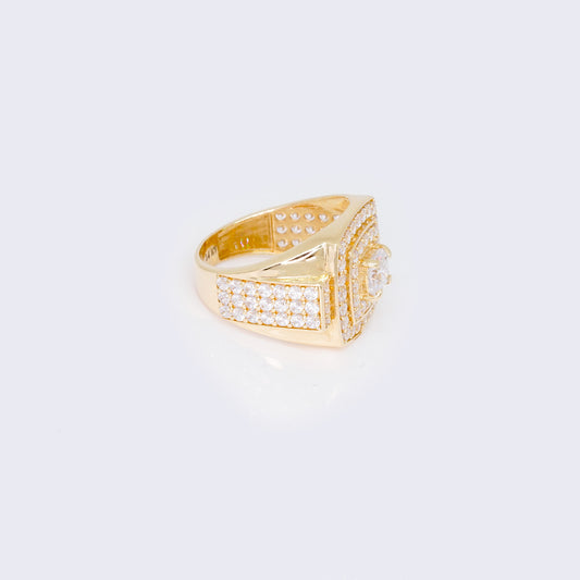 14K Cubic Zirconia Square Pinky Ring