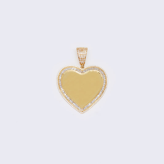 14K Gold Photo Frame Heart Pendant