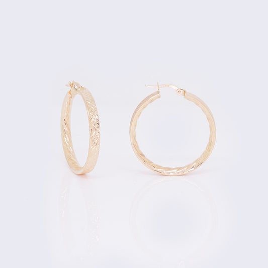 14K Rope Textured Hoops 29mm