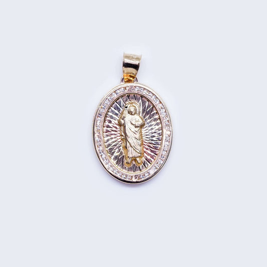 14K Saint Cubic Zirconia Charm Pendant