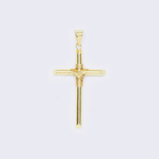 14K Cross with Center Wrap Charm