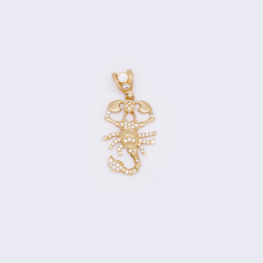 14K Gold Cubic Zirconia Scorpion Zodiac Sign Pendant