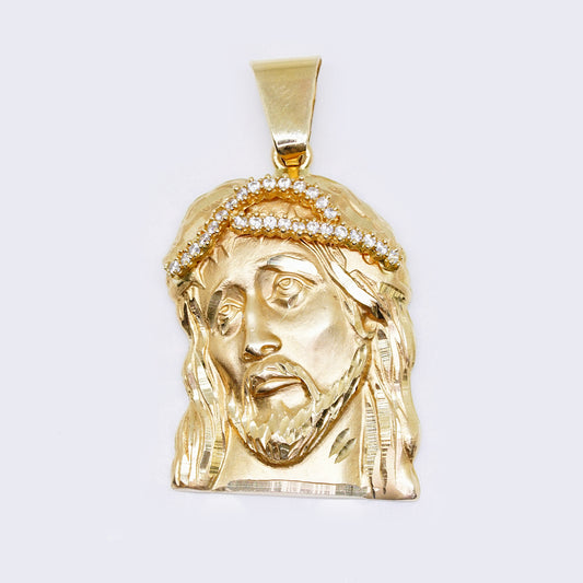 14K Jesus with the Cubic Zirconia Crown of Thorns