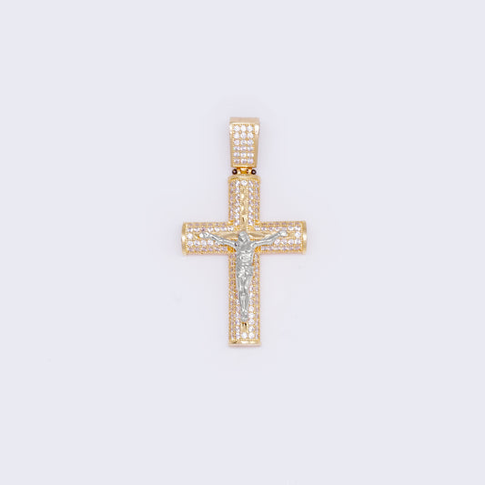 14K Gold Crucifix with Cubic Zirconia Charm