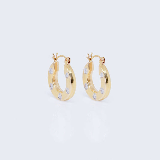 14K Gold Two Tones Thick Hoop Earrings