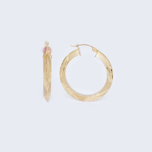 14K Gold Classic Floral Hoop Earrings