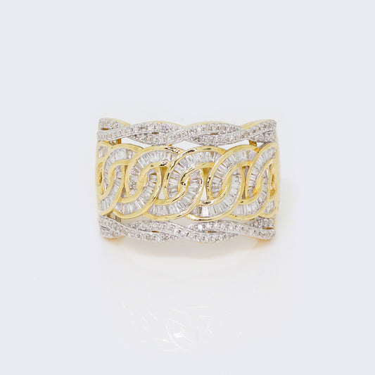 14K 0.84ct Diamond Curb Link Ring