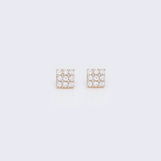 14K Cubic Zirconia Cluster Square Earrings
