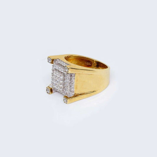 10K Gold Square 3D Ring w/ Cubic Zirconia