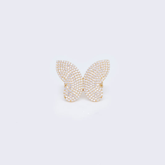 14K Micro Cubic Zirconia Pave Butterfly RIng