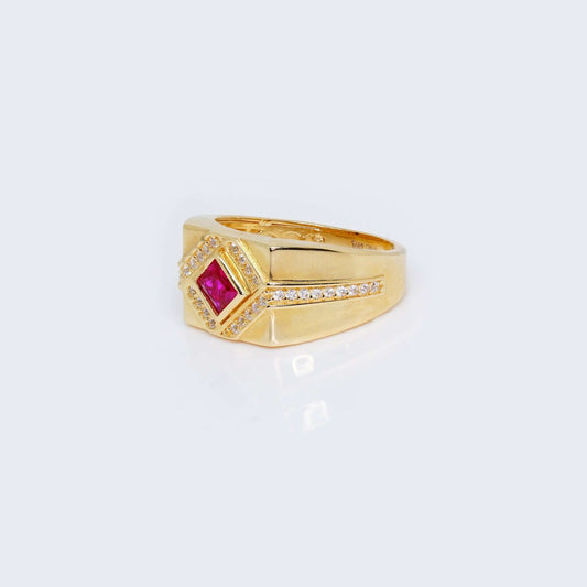 14K Gold Rumble Red Cubic Zirconia Ring