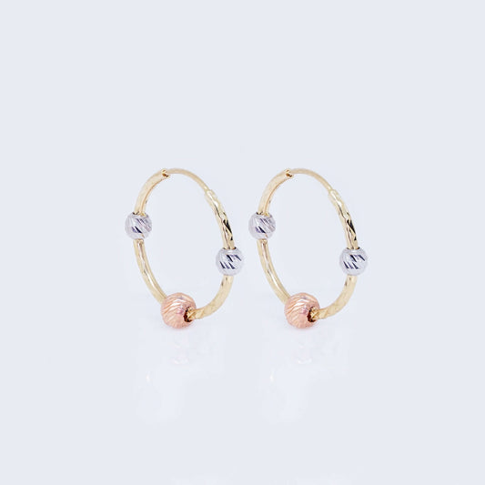 14K Gold Three Tones Hoop Earrings