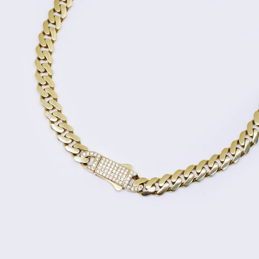 14K Cuban Link with Cubic Zirconia 16" Chocker