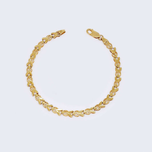 14K Gold Ichthys Bracelet with Lobster Claw Clasp