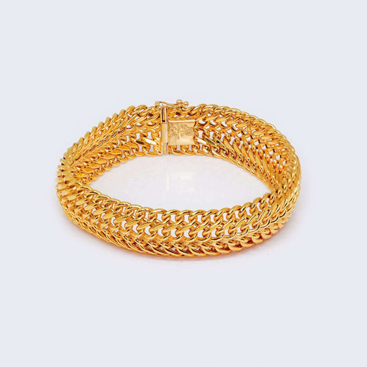 14K Gold Patterned Chain Byzantine Link Bracelet