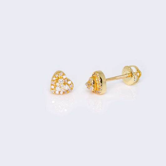 14K Gold Heart Design 0.15 CTW Diamond Earrings