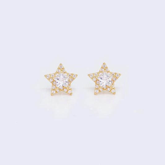 14K Star Cubic Zirconia Stud Earrings