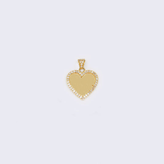 14K CZ Heart Memory Picture Charm