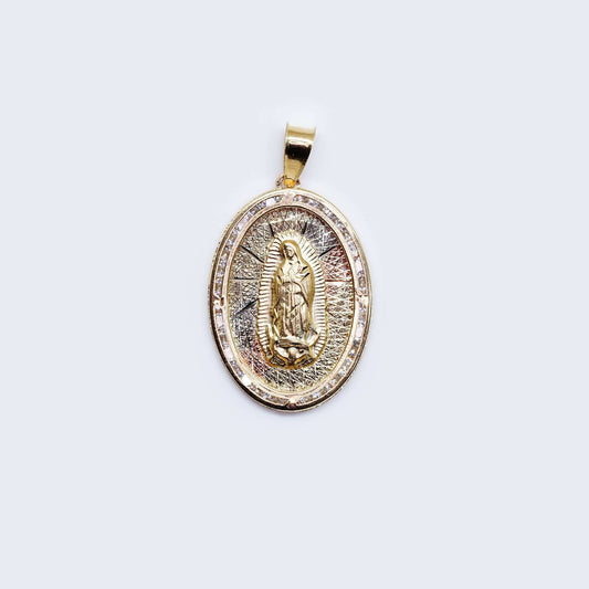 14K Virgen de Guadalupe Cubic Zirconia Pendant Charm