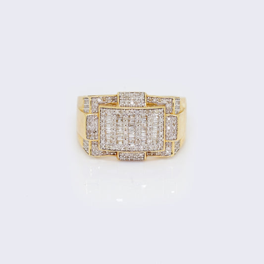 14K Baquette 0.75ct Diamond Square Cluster Ring